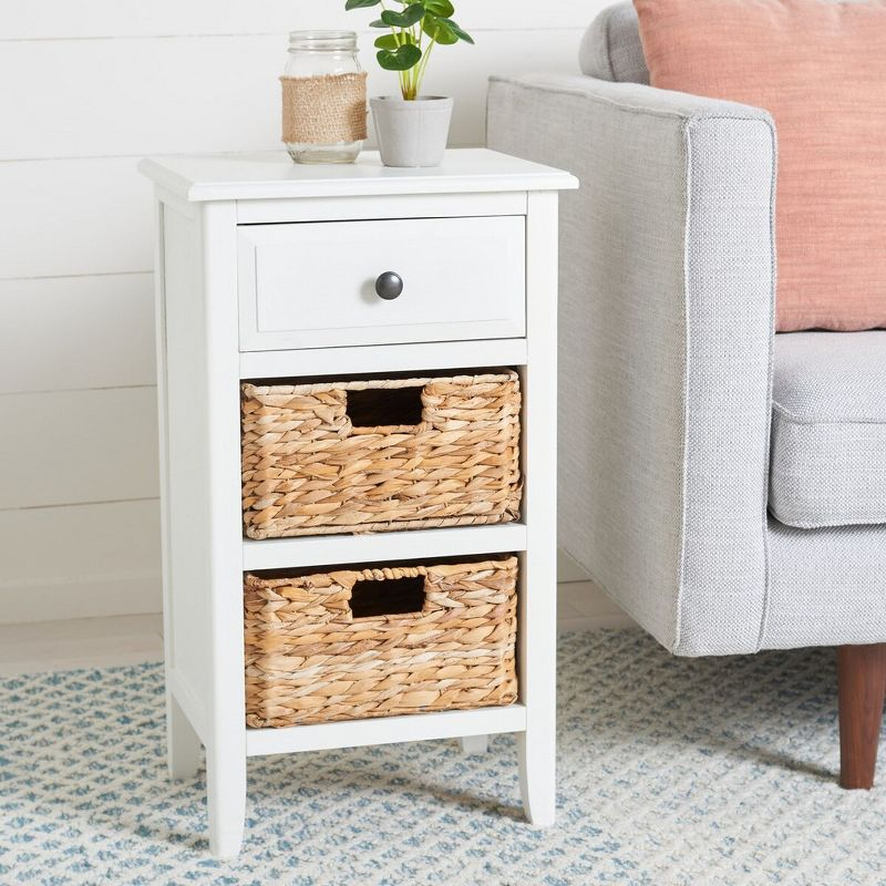 Everly Drawer Side Table - Vintage White - Safavieh.
