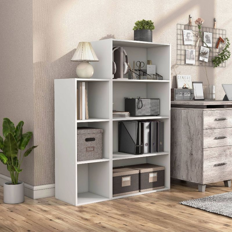 24/7 Shop At Home 46.9" Silkpath Modern 4 Tier Stackable and Modular Bookcase White: Modular Organizer, Open Shelving