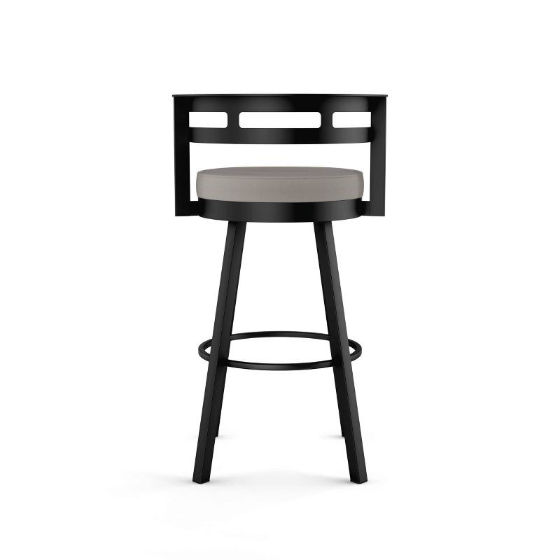 Amisco Render Upholstered Counter Height Barstool Taupe/Black: Faux Leather, Steel Frame, 26" Seat