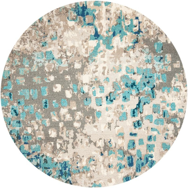 Madison MAD425 Power Loomed Area Rug - Grey/Blue - 5' round - Safavieh.