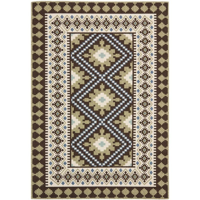 Veranda VER099 Power Loomed Indoor/Outdoor Area Rug - Chocolate/Green - 6'7"x9'6" - Safavieh