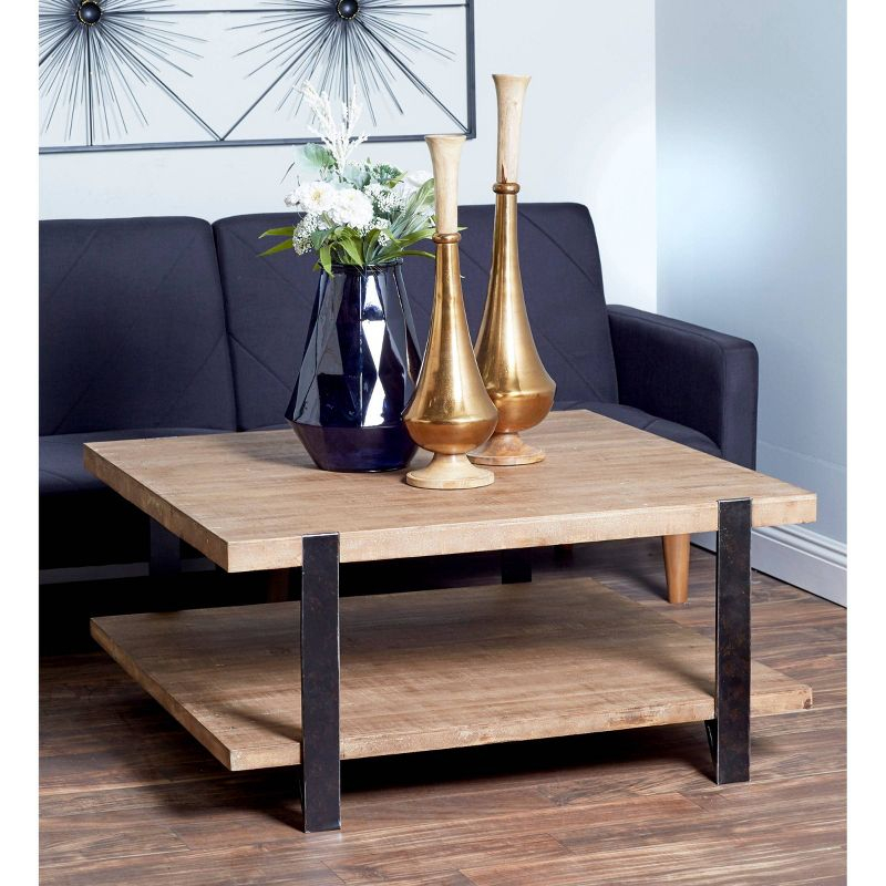 Industrial Wood Coffee Table Dark Brown - Olivia & May