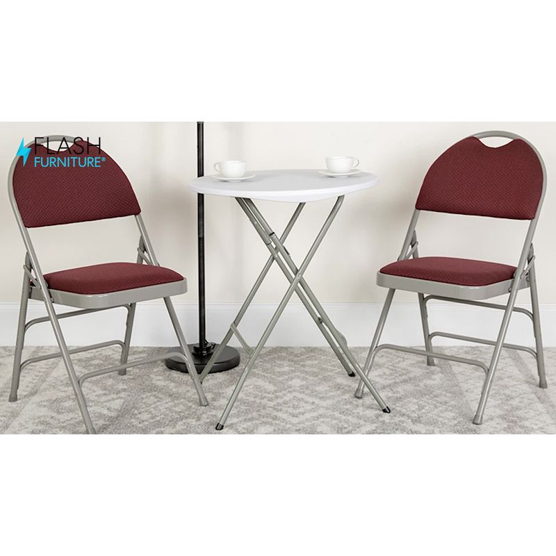 Flash Furniture 2 Pack HERCULES Series Ultra-Premium Triple Braced Beige Fabric Metal Folding Chair with Easy-Carry Handle