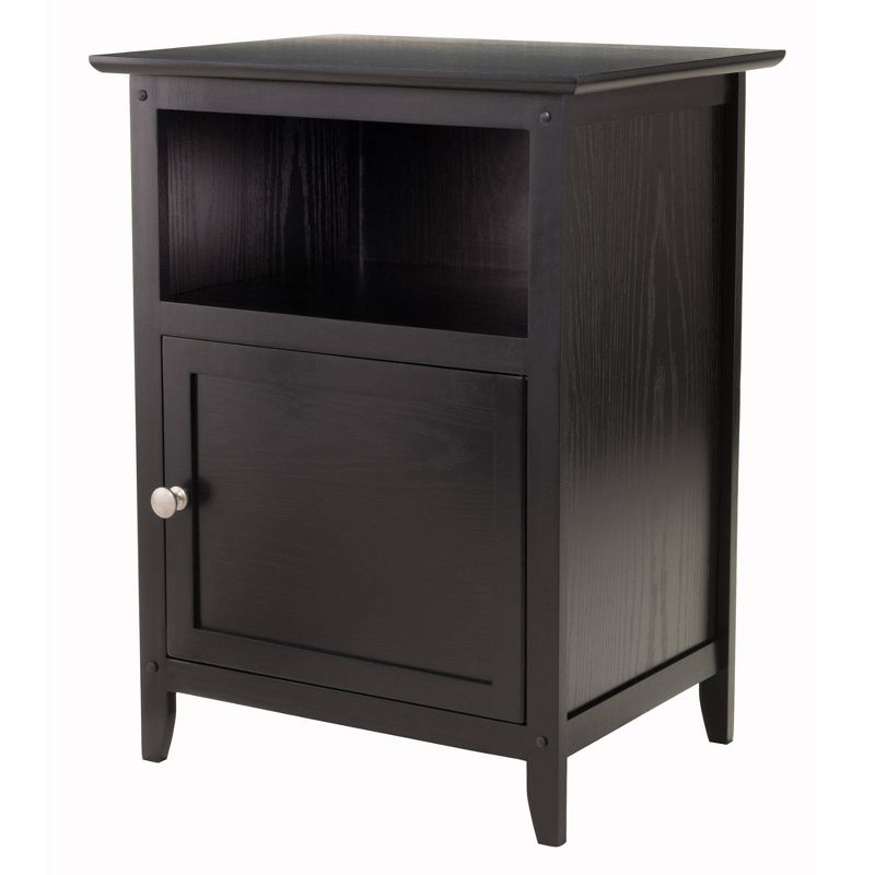 Winsome End Table - Black: Hardwood Frame, Wood Veneer Top, Living Room Accent Table with Shelf