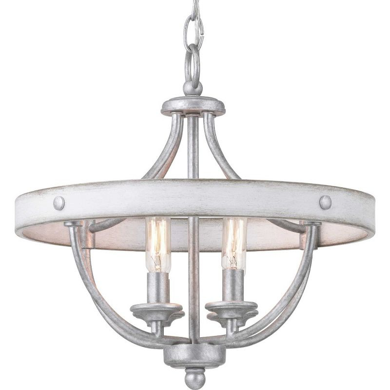Progress Lighting Gulliver 4-Light Semi-Flush Galvanized Ceiling Light, Wood Grained Texture Shade