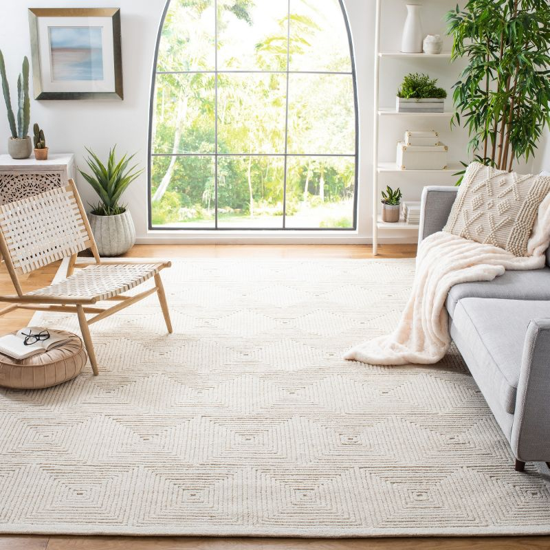 Textural TXT102 Hand Tufted Indoor Area Rug - Ivory - 8'x8' - Safavieh