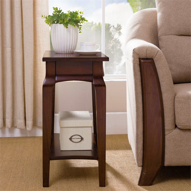 Leick Home Stratus Narrow Chairside Table in Heartwood Cherry