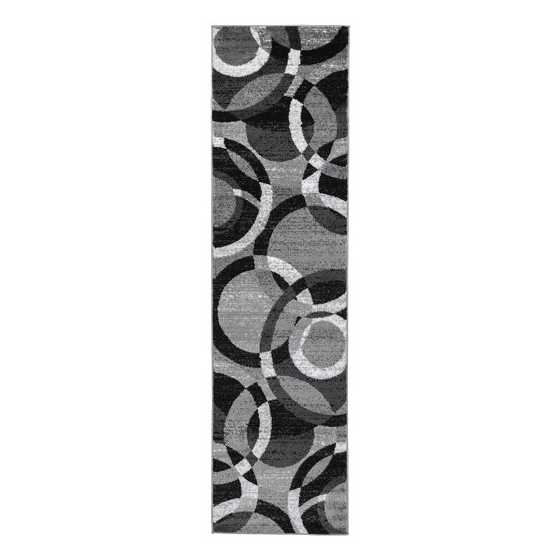 World Rug Gallery Geometric Circles Area Rug - Gray 2'7"x8'