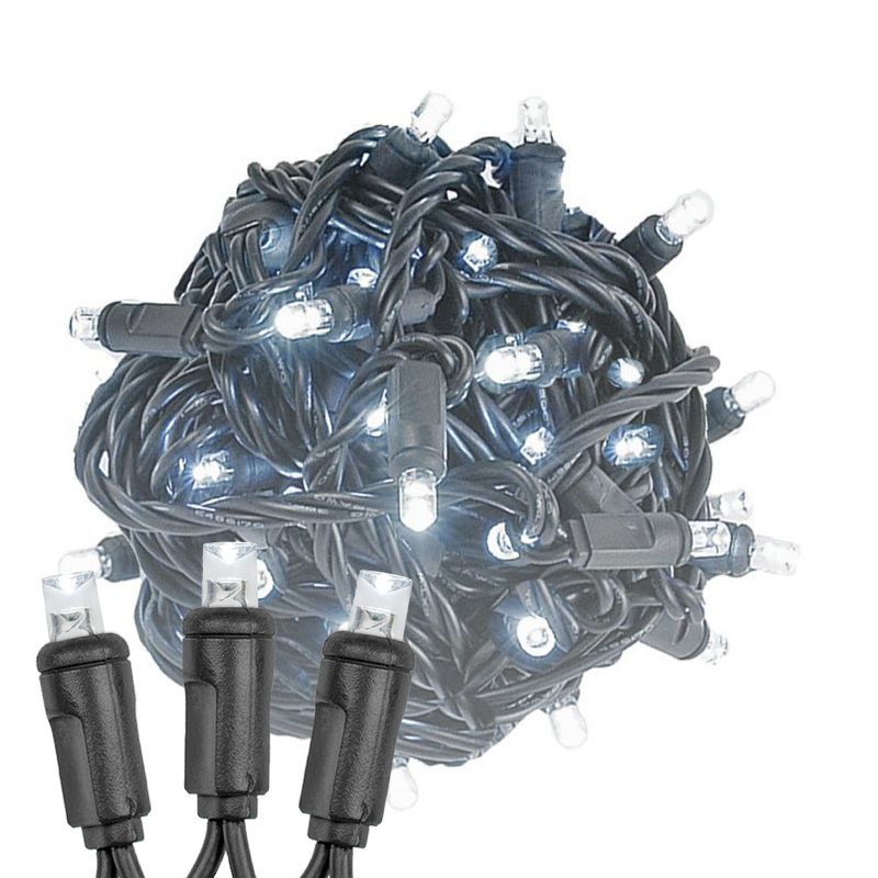 Novelty Lights 50 Light Pure White LED Christmas Mini Light Set (Black Wire, 11 Feet)