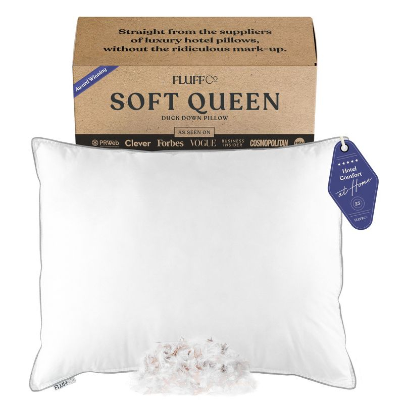 FluffCo Down & Feather Pillow - Standard - Soft - White