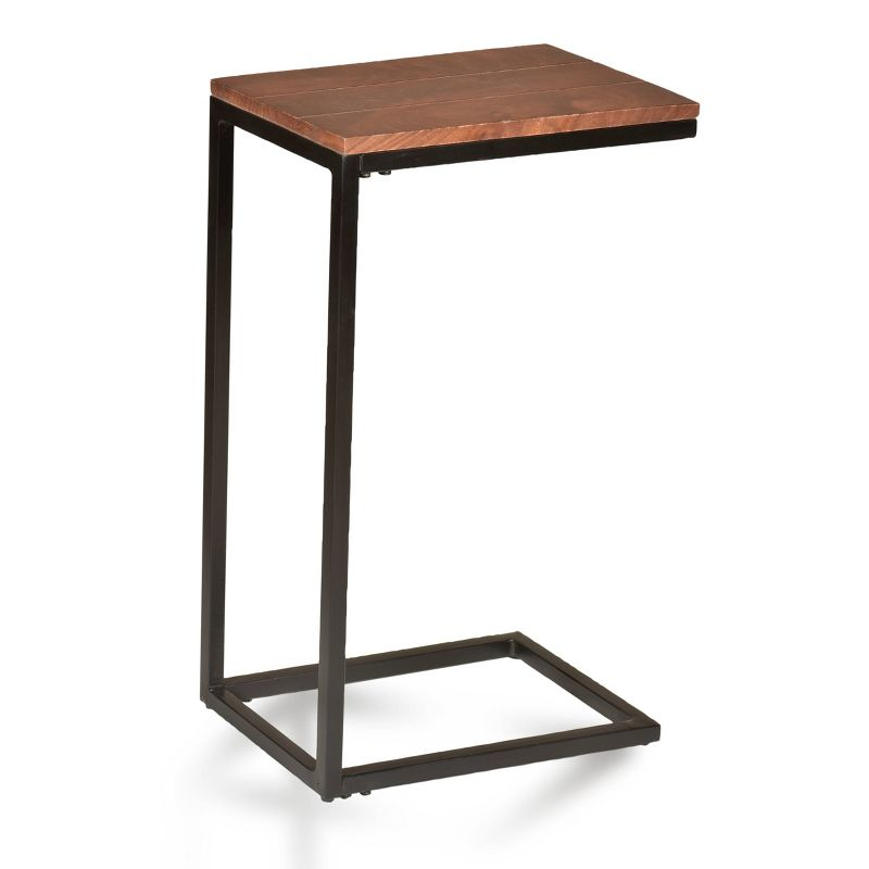 Carolina Living Fletcher C Table Chestnut/Black: Chair Side Accent, Metal Frame, Mango Wood Top