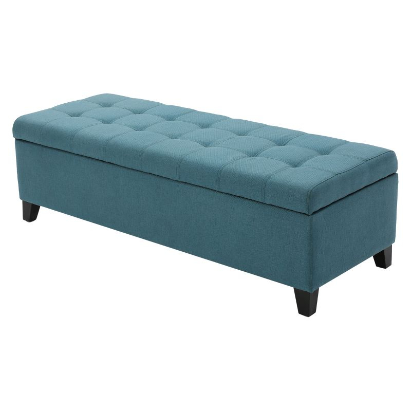 Mission Storage Ottoman - Dark Teal - Christopher Knight Home: Upholstered, Tufted Top, Rectangular Shape