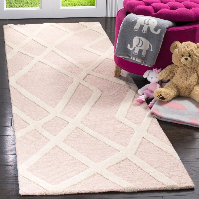 Safavieh Kids Abstract SFK905 Hand Tufted Indoor Runner Rug - Pink/Ivory - 2'6"x8' - Safavieh