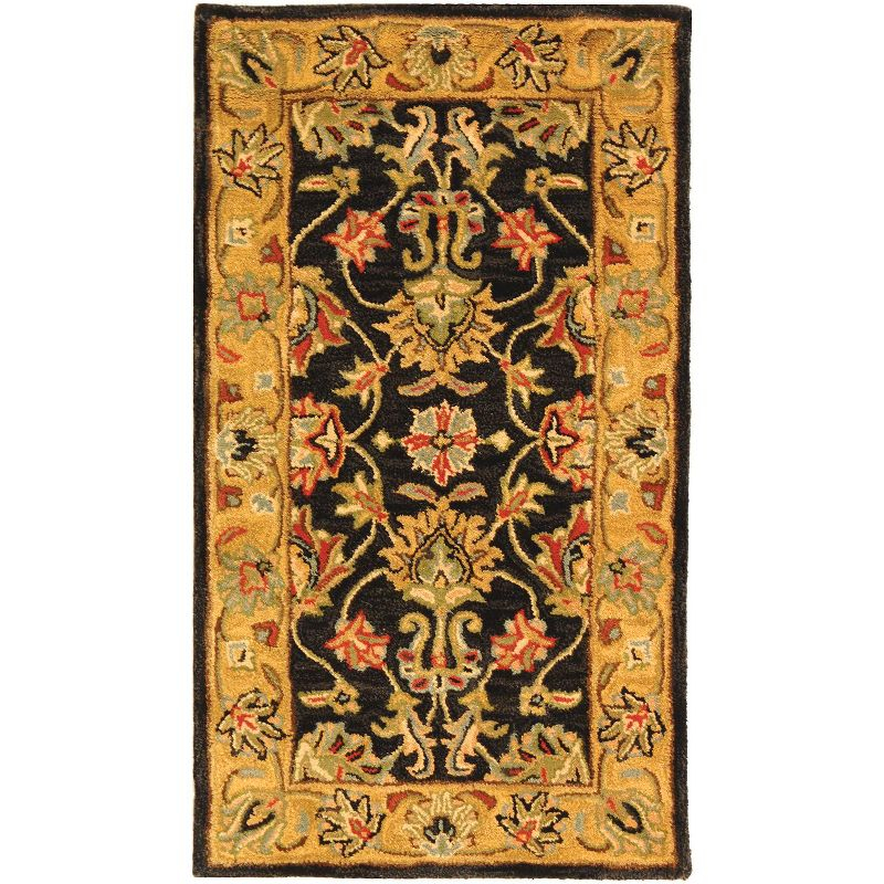 Heritage HG343 Handmade Accent Rug - 2'3"x4' - Charcoal/Gold - Safavieh