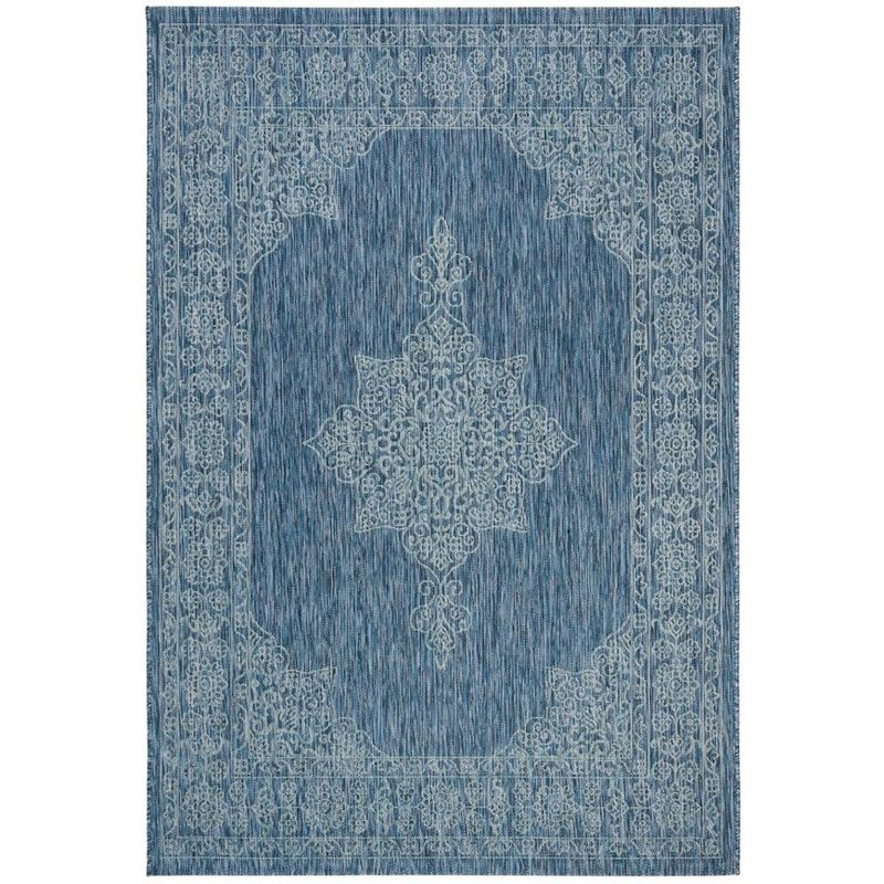 Courtyard CY8232 Power Loomed Indoor/Outdoor Area Rug - Navy/Ivory - 4'x5'7" - Safavieh.