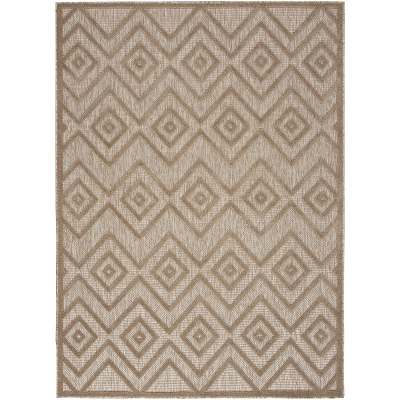 Nourison Versatile Diamond Geometric Flatweave Indoor Outdoor Area Rug Natural Beige 5' x 7'