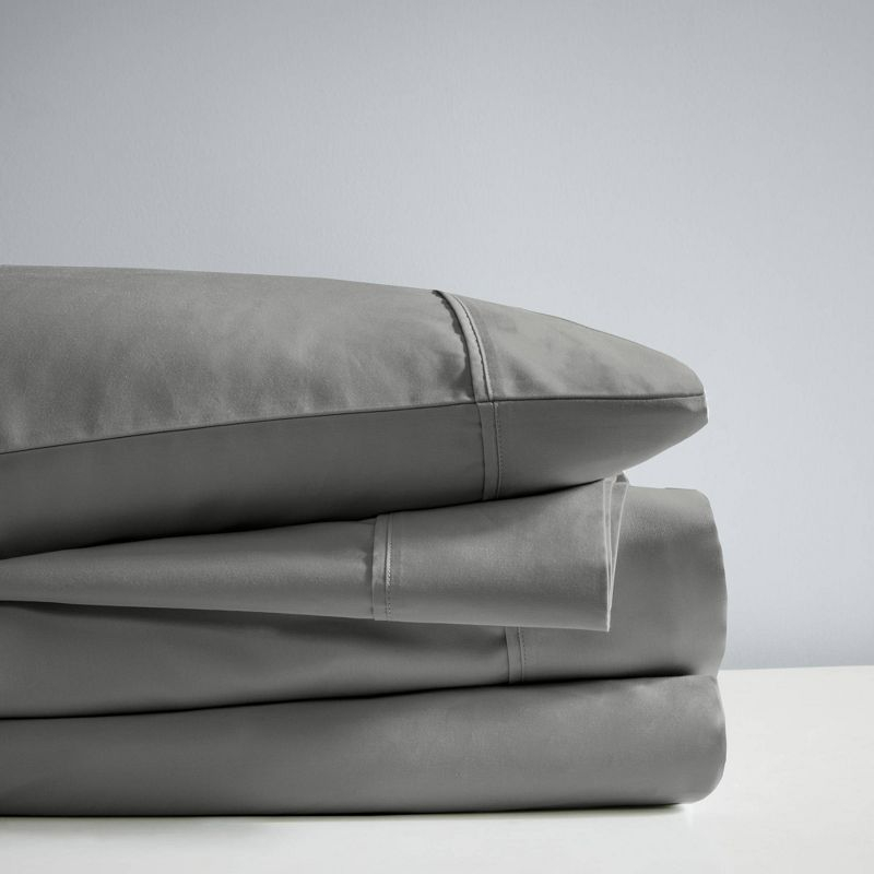 Queen 1000 Thread Count Cotton Blend Cooling 4pc Sheet Set Charcoal