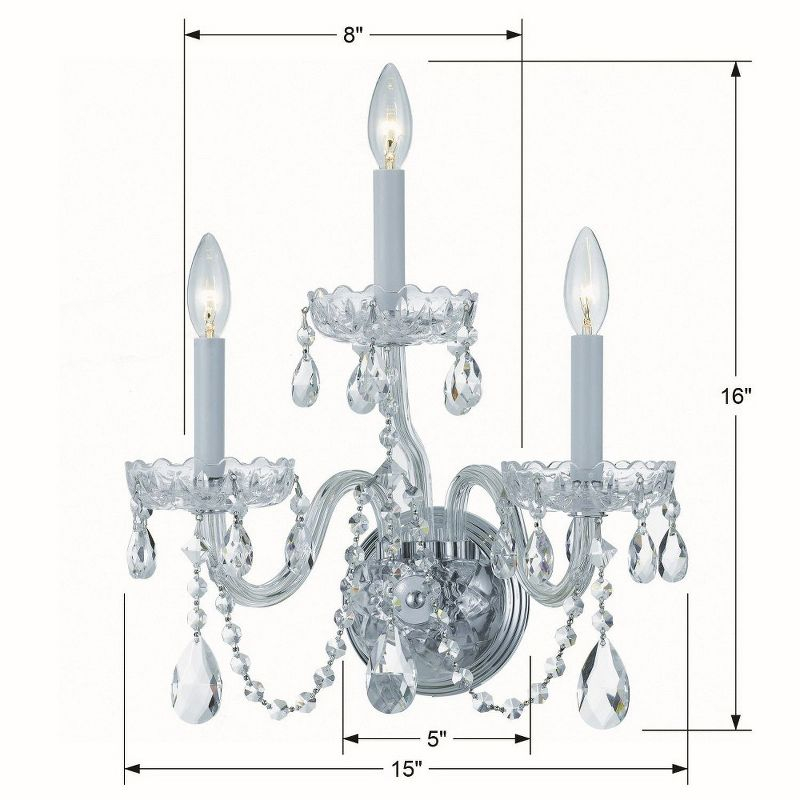 Crystorama Lighting Traditional Crystal 3 - Light Sconce in  Polished Chrome