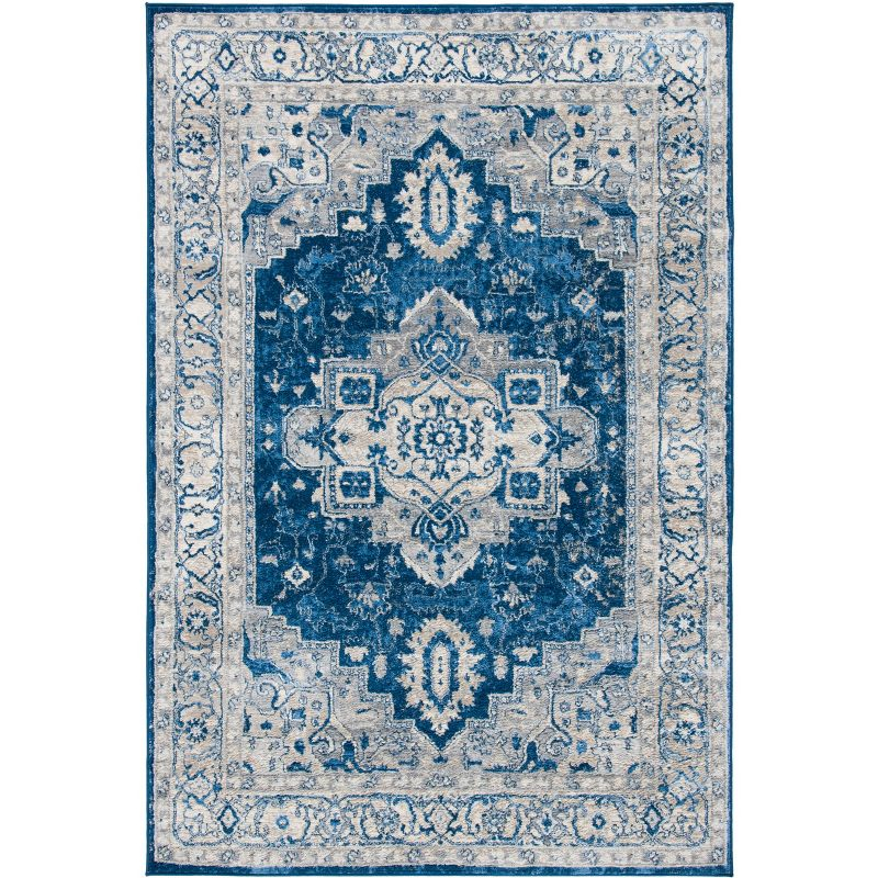 Brentwood BNT851 Power Loomed Indoor Area Rug - Navy/Grey - 6'x9' - Safavieh