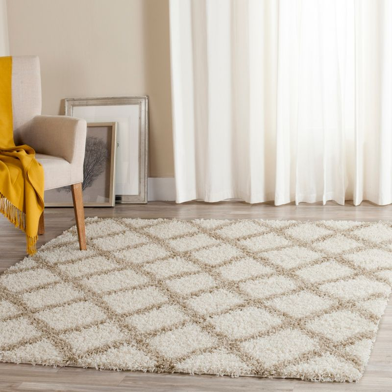 Dallas Shag SGD258 Power Loomed Area Rug - Ivory/Beige - 6'x6' - Safavieh.