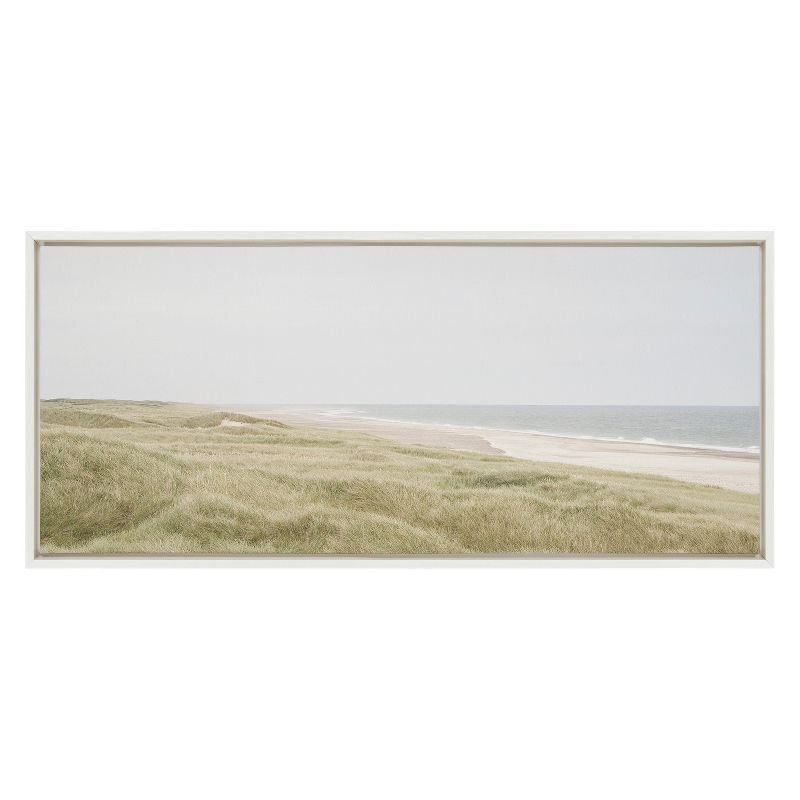 18" x 40" Sylvie Serene Coastal Landscape Framed Canvas by Creative Bunch - Kate & Laurel: Beach Scene Wall Decor, Nautical Art
