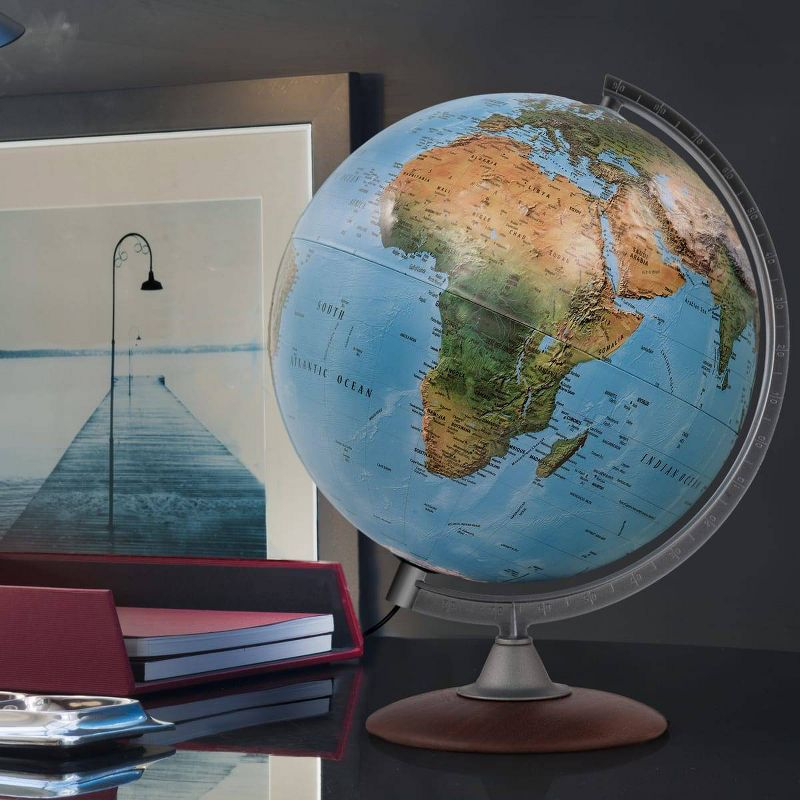 Tactile Blue Ocean Physical Relief Globe - Waypoint Geographic: 12" Diameter, Political Boundaries, Major Cities, Plastic