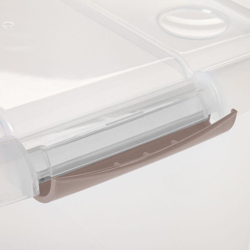 IRIS USA 40 Qt Plastic Under Bed Storage Stackable Nestable Organizer Bin Container with Secure Lids and Durable Tan Buckles, Clear