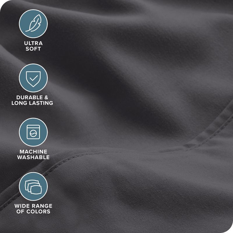 Twin XL Grey 4pc Microfiber Sheet Set by Bare Home