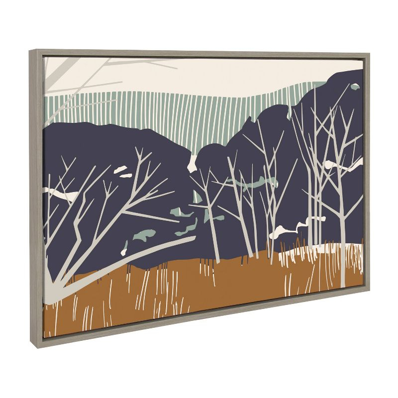 23" x 33" Sylvie Daily Walk Marsh Horizontal by Hannah Beisang Framed Wall Canvas Gray - Kate & Laurel All Things Decor