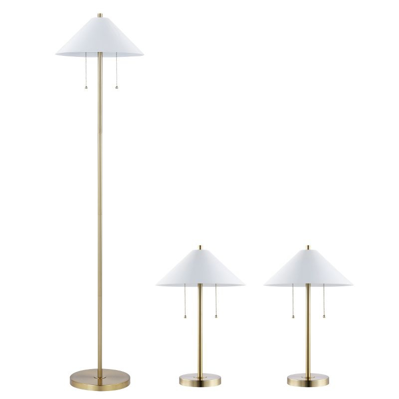 Prisma Floor And Two Table Lamps - Set of 3 - FLT4001 - Gold/White - Safavieh