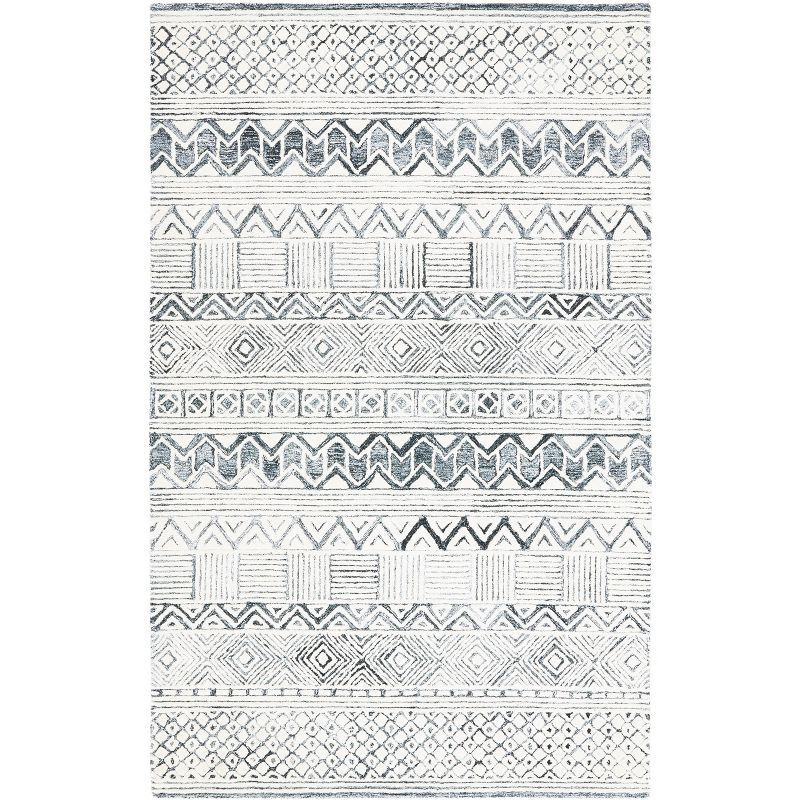 Roslyn ROS802 Hand Tufted Area Rug - Black/Ivory - 4'x6' - Safavieh.