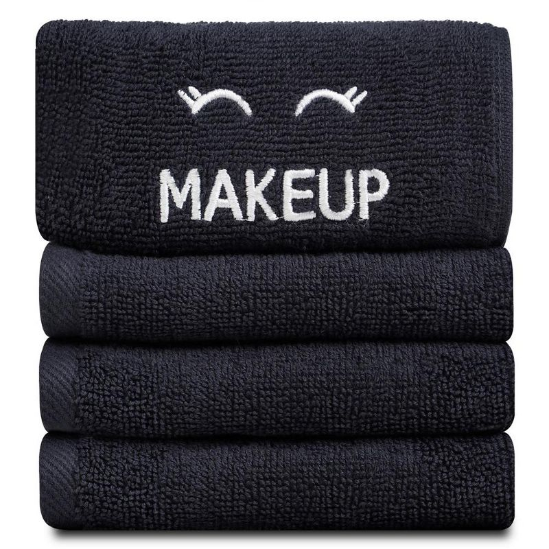 Luxury Hotel Collection Black Makeup Removal Washcloths Bleach Safe | Set of 6 | 13x13