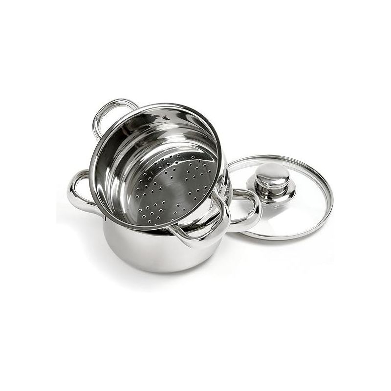 Norpro 1-Quart Stainless Steel Mini Steamer Cooker, 3 Piece Set