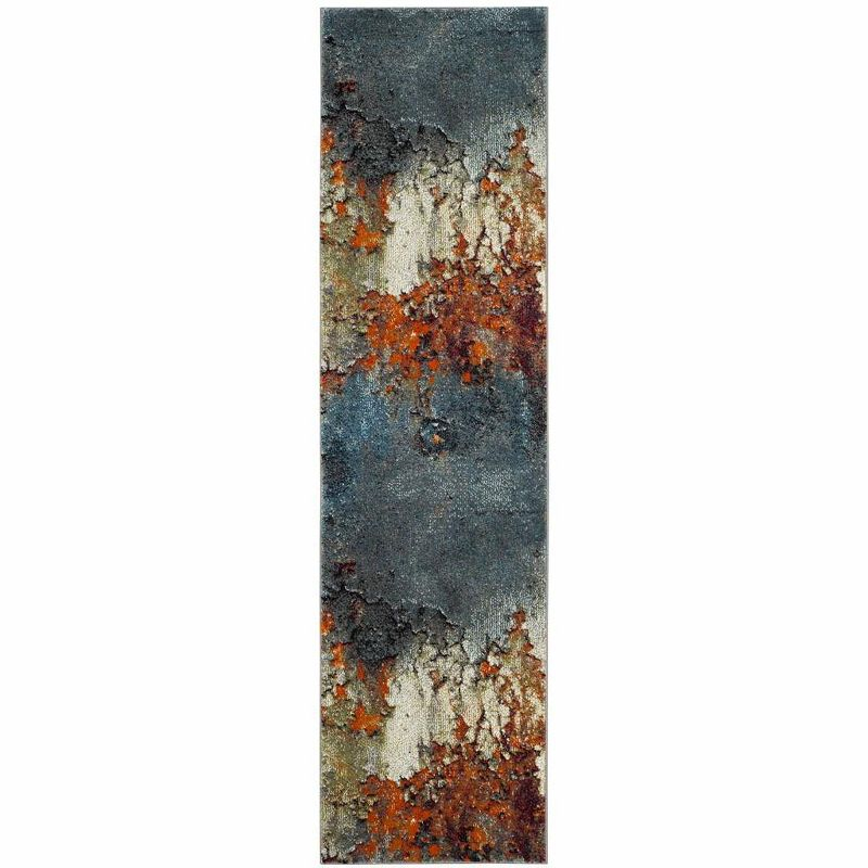 Glacier GLA125 Power Loomed Indoor Runner - Blue/Multi - 2'3"x10' - Safavieh