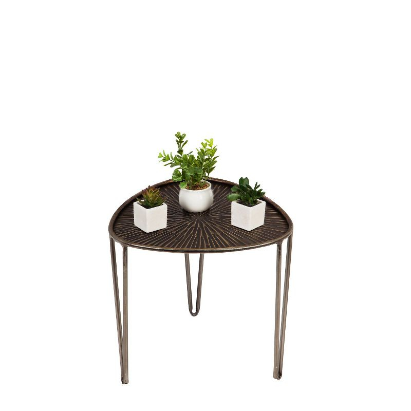 Evergreen Beautiful Leaf Shape Metal Nested Side Tables, Set of 3 - 21 x 21 x 19 Inches Homegoods and Decorations for Every Space
