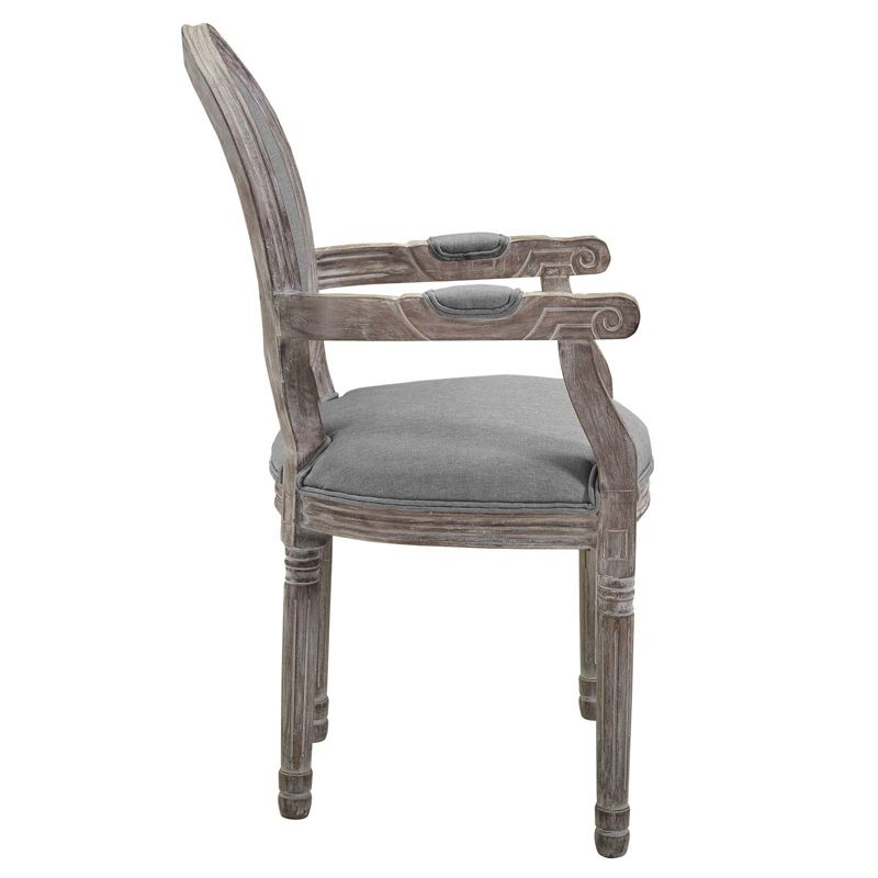 Modway Emanate Dining Armchair - Vintage French Style Upholstered Fabric Armchair in Light Gray with Solid Wood Legs