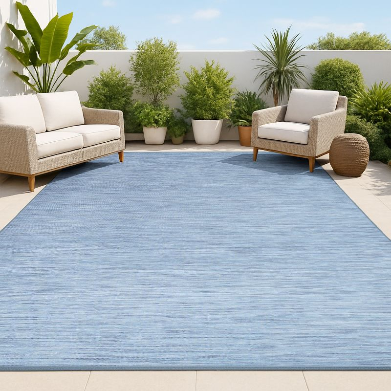 8'x10' Ethan Modern Flatweave Solid  Area Rug, Blue - JONATHAN Y