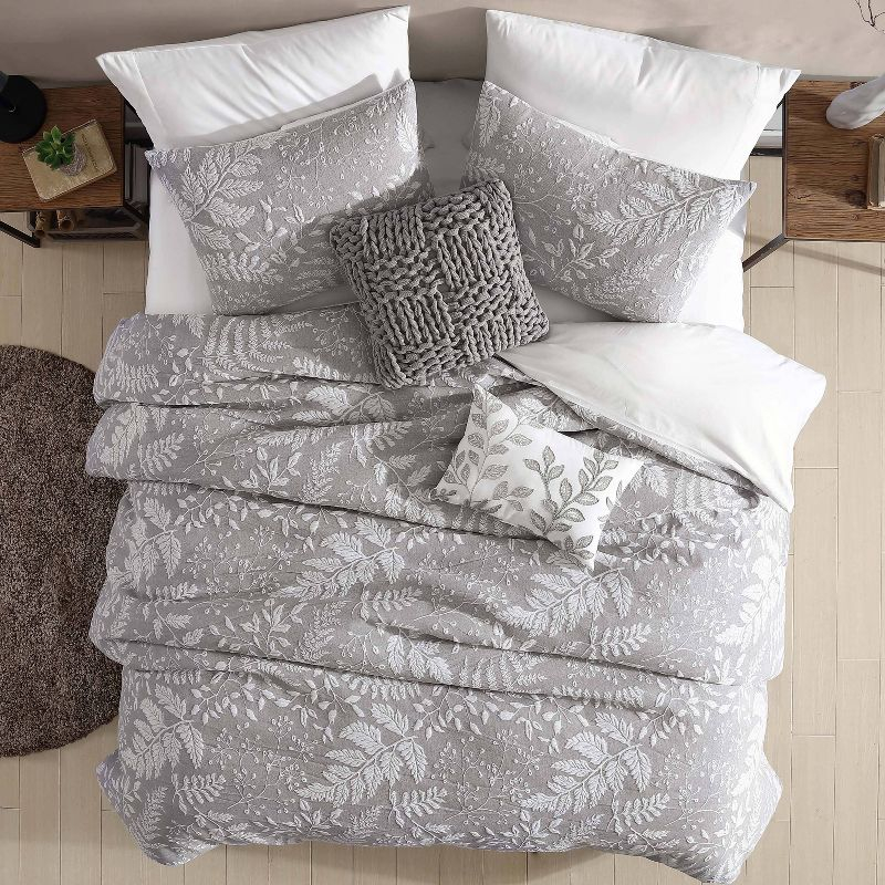 Riverbrook Home 6pc Queen Inverness Comforter Bedding Set Gray: Matelasse Design, Botanical Pattern, Includes Decorative Pillows