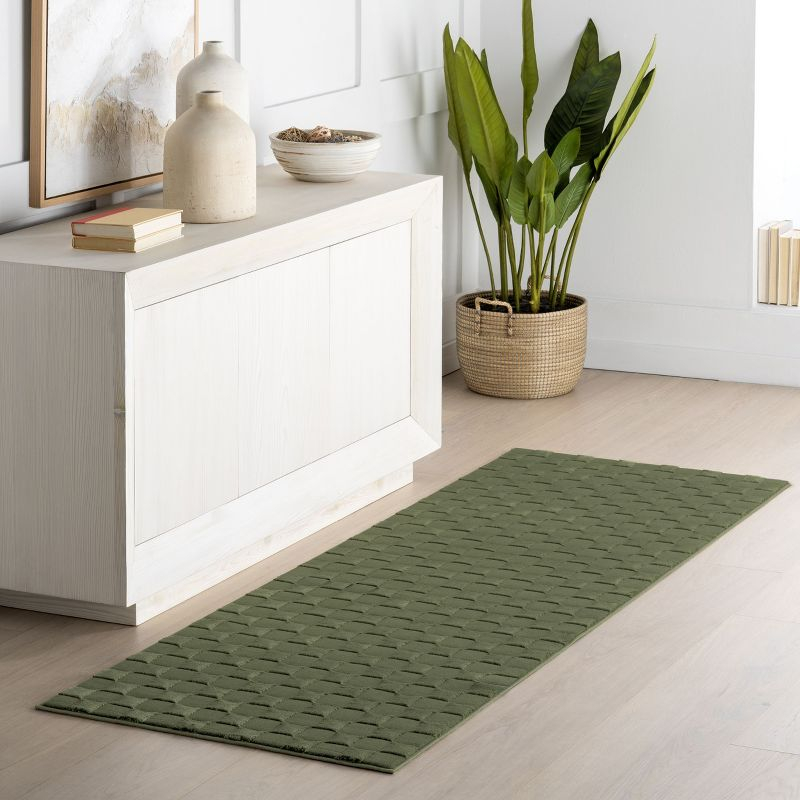 Nuloom Alaiya Checkered Machine Washable Indoor Area Rug, Runner 2' 8" x 8', Green