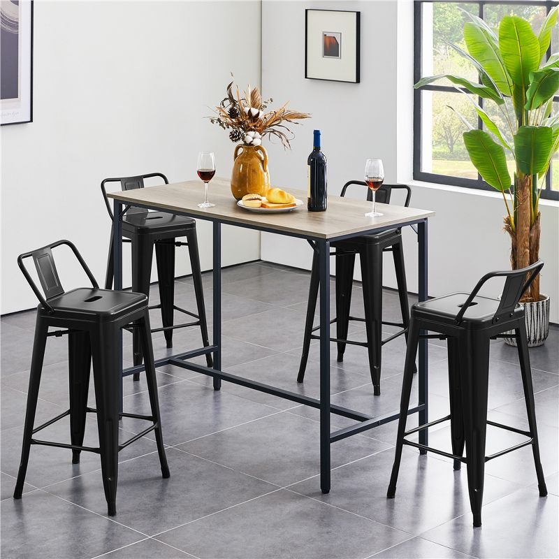 Yaheetech 26" Stackable Low Back Metal Counter Height Bar Stools with Footrest, Set of 4