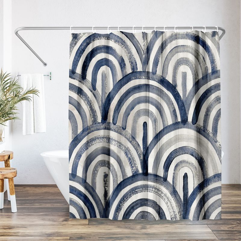 71x74 Blue Abstract Shower Curtain - 100% Polyester - Water-Resistant Bath Curtain