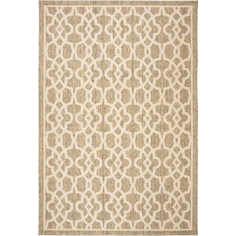 Courtyard CY6071 Power Loomed Indoor and Outdoor Area Rug - Mocha/Beige - 6'7"x9'6" - Safavieh