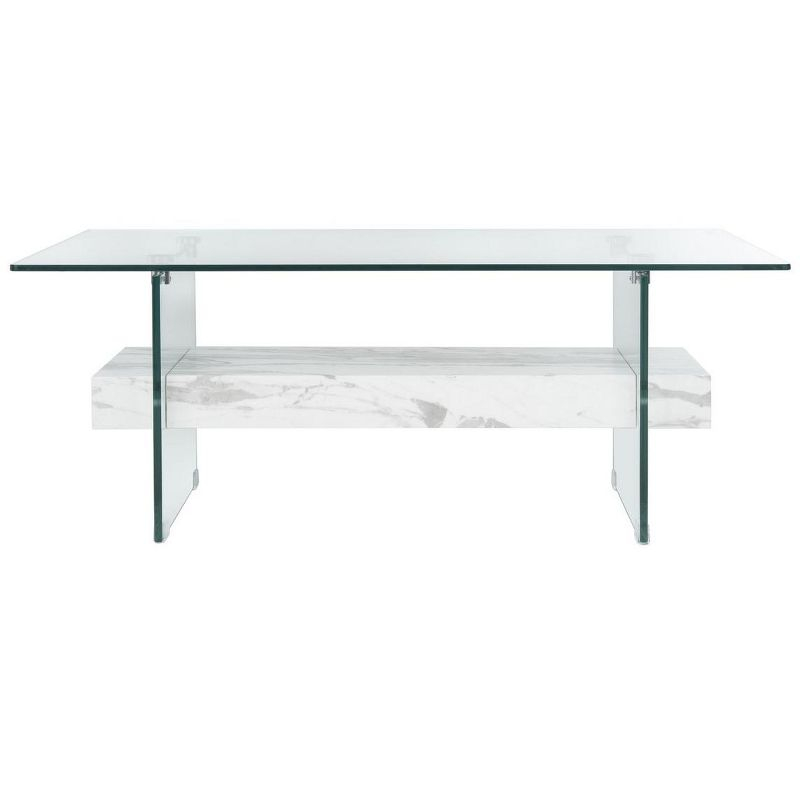 Kayley Coffee Table - Glass/White - Safavieh