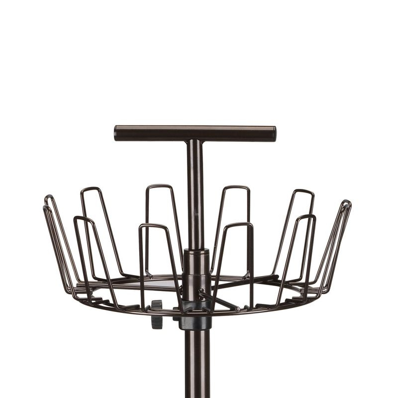 4-Tier Revolving Shoe Tree, Heavy-Duty Steel with Stabilized Base, Holds 24 Pairs of Shoes, Antique Bronze