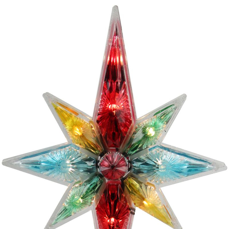 Northlight 10.75" Lighted Multi Colored Star Tree Topper- Clear Lights