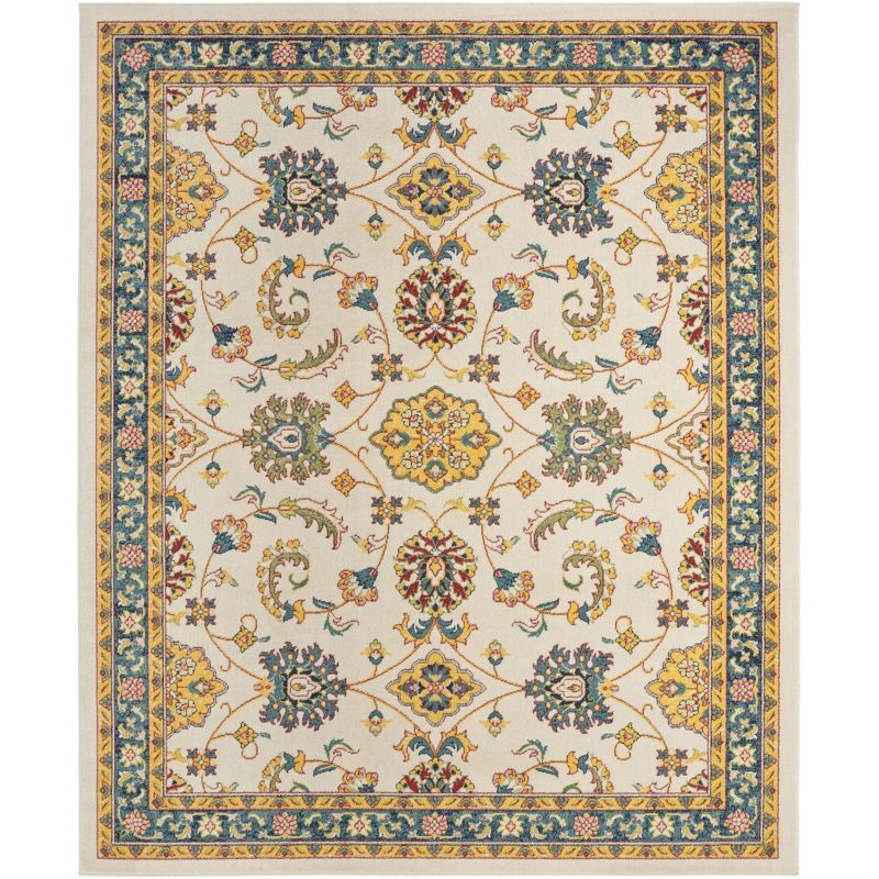 Nourison Essentials Floral Persian Indoor Outdoor Rug Ivory Gold 8' x 10'
