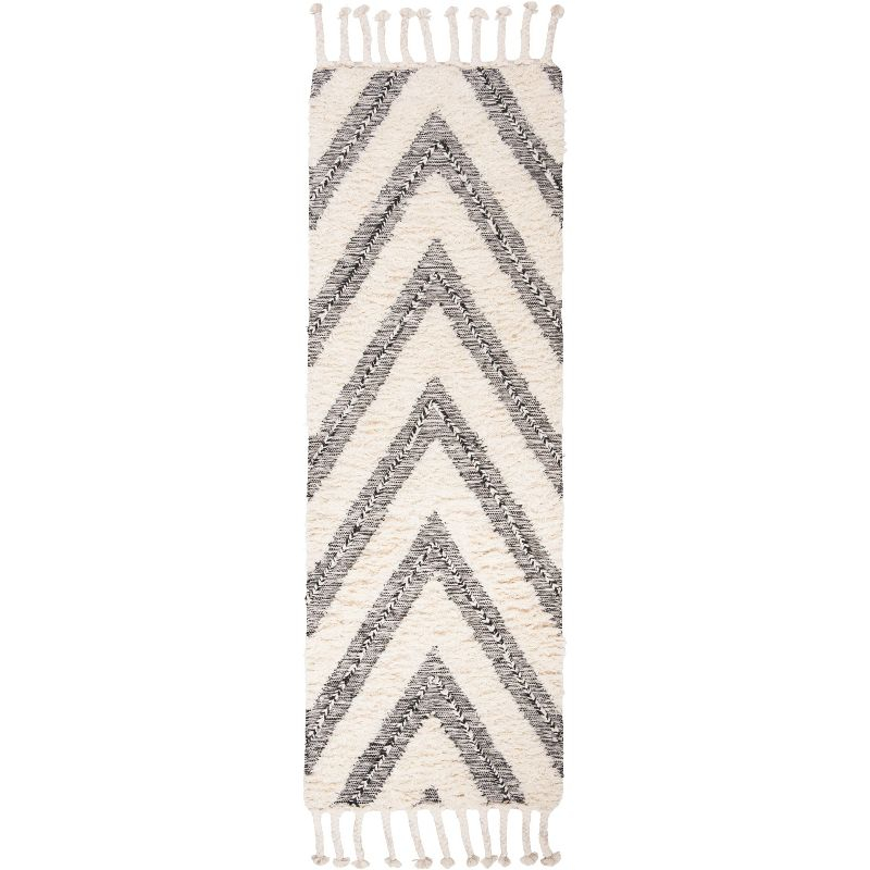 Kenya KNY901 Hand Knotted Runner Rug - Black/Ivory - 2'3"x10' - Safavieh.