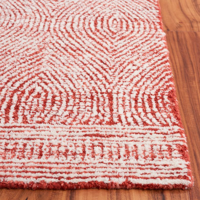 Abstract ABT340 Handmade Indoor Area Rug - Ivory/Red - 8'x10' - Safavieh
