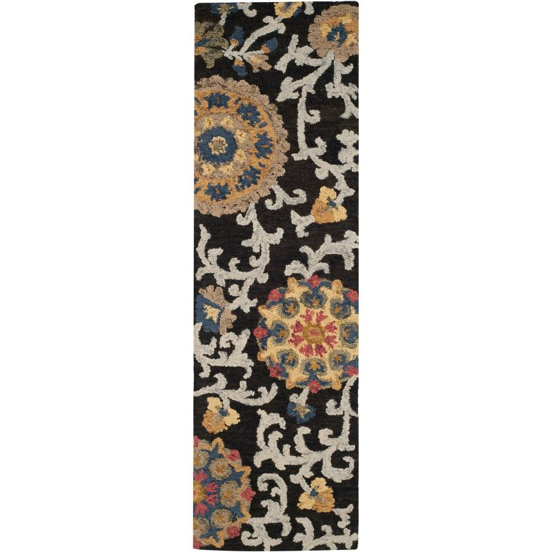 Blossom BLM401 Hand Tufted Runner Rug - Charcoal/Multi - 2'3"x8' - Safavieh.