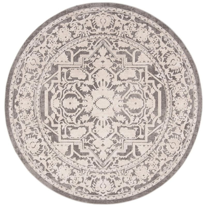 Reflection RFT665 Power Loomed Indoor Area Rug - 6'7" Round - Dark Grey/Cream - Safavieh